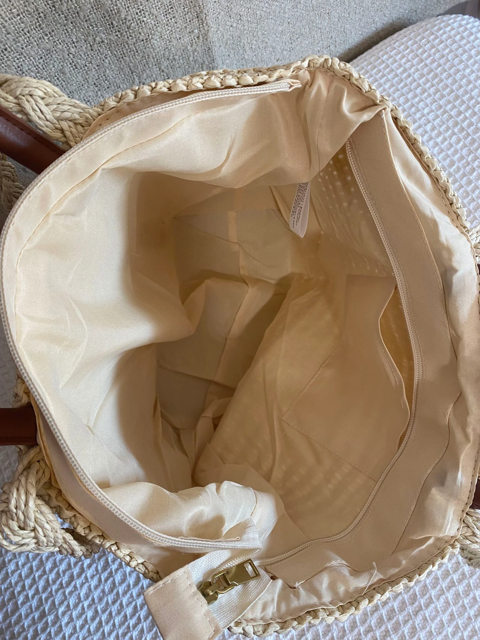 Rotan Tote tas met kunstleren vak en dubbele handvat – photo 9